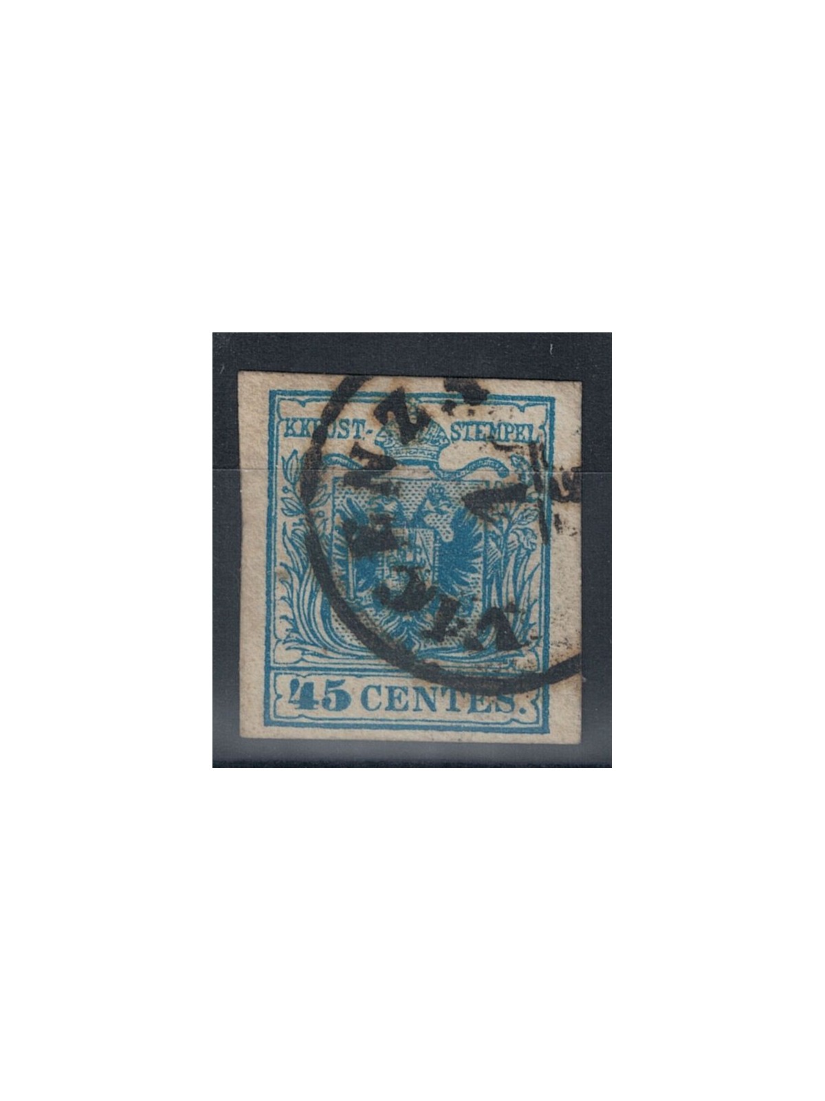 REGNO LOMBARDO VENETO 1850 Stemma 45c azzurro 2° tipo us