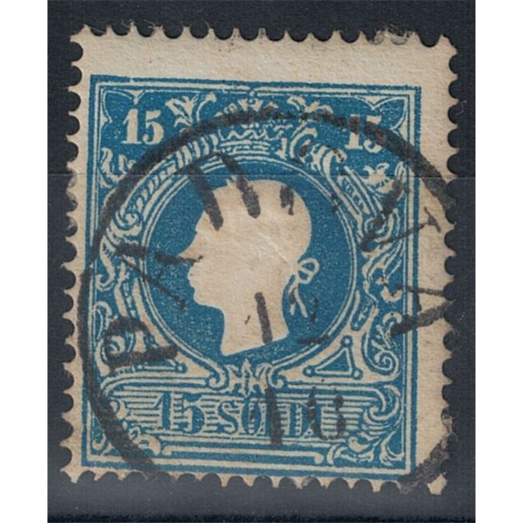 KINGDOM OF LOMBARDY-VENETO 1858-62 Franz Joseph 15s light blue 2nd type used