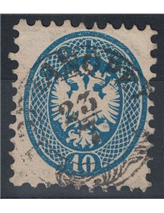 REGNO LOMBARDO VENETO 1863-65 Aquila bicipite 10s azzurro dent. 9½ us