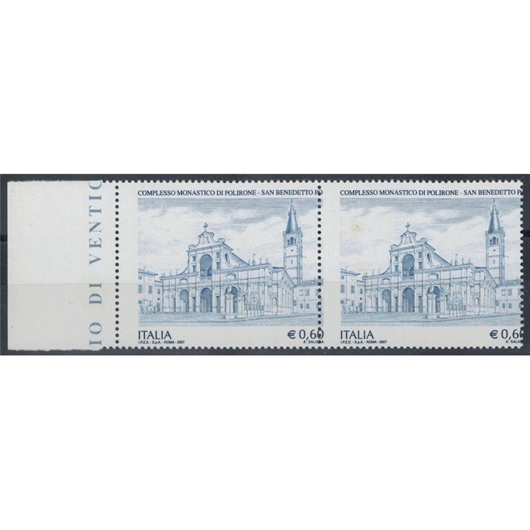 ITALIA 2007 Varietà Polirone (dent. spostata a sx) 2v MNH** ©