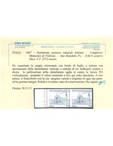 ITALIA 2007 Varietà Polirone (dent. spostata a sx) 2v MNH** ©