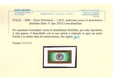 ITALIA 2006 Varietà Posta Prioritaria € 1,40 MNH**