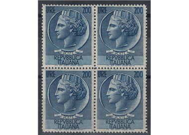 ITALY 1957 Siracusana £200 in quartina MNH**