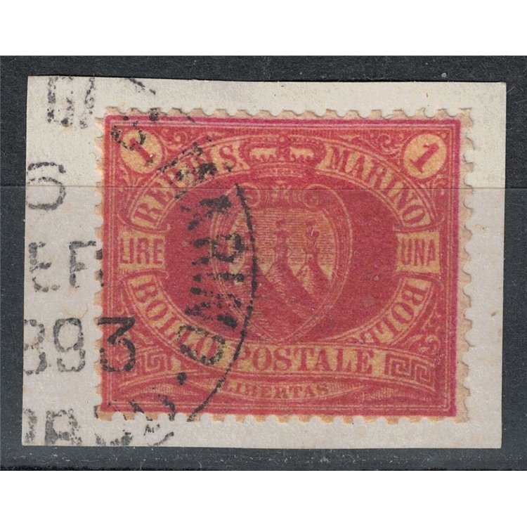 SAN MARINO 1892-94 1£ red on yellow us