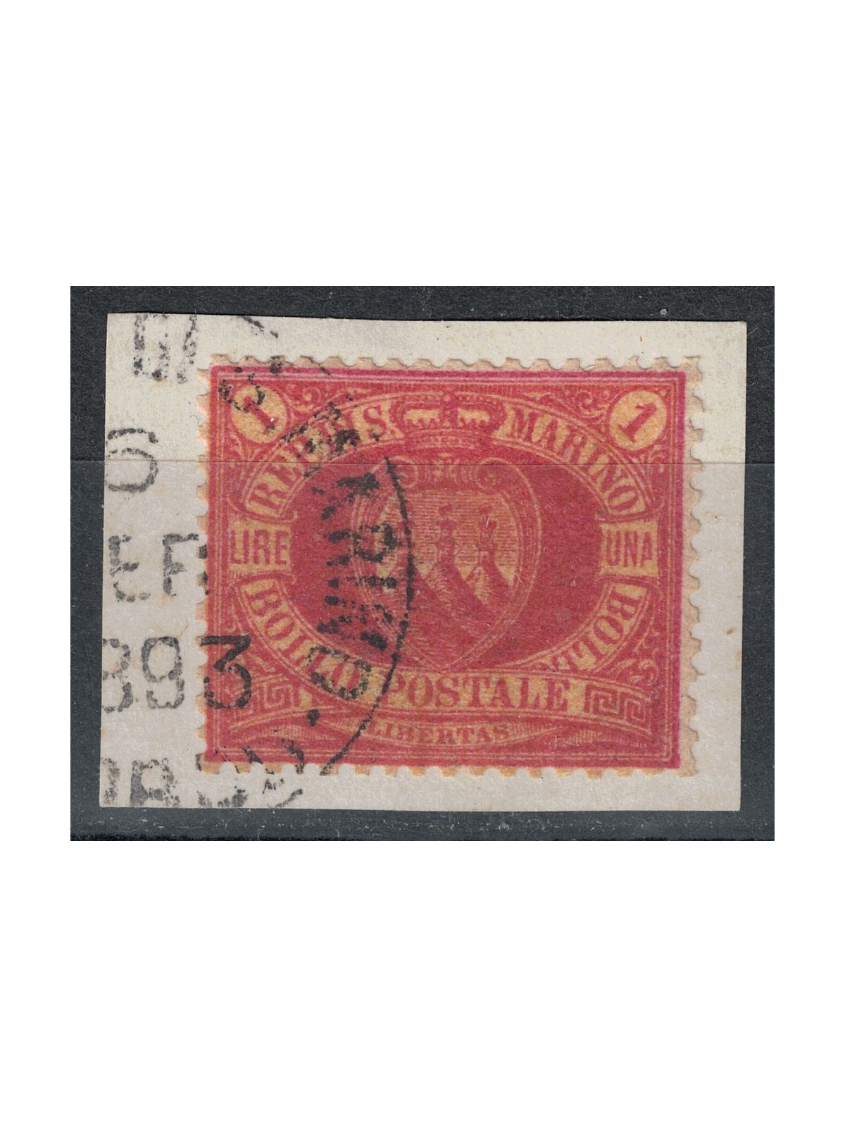 SAN MARINO 1892-94 1£ red on yellow us
