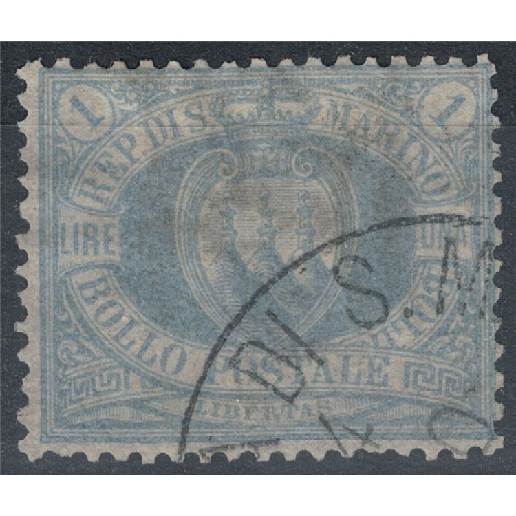 SAN MARINO 1894-99 1£ azzurro grigio us ©