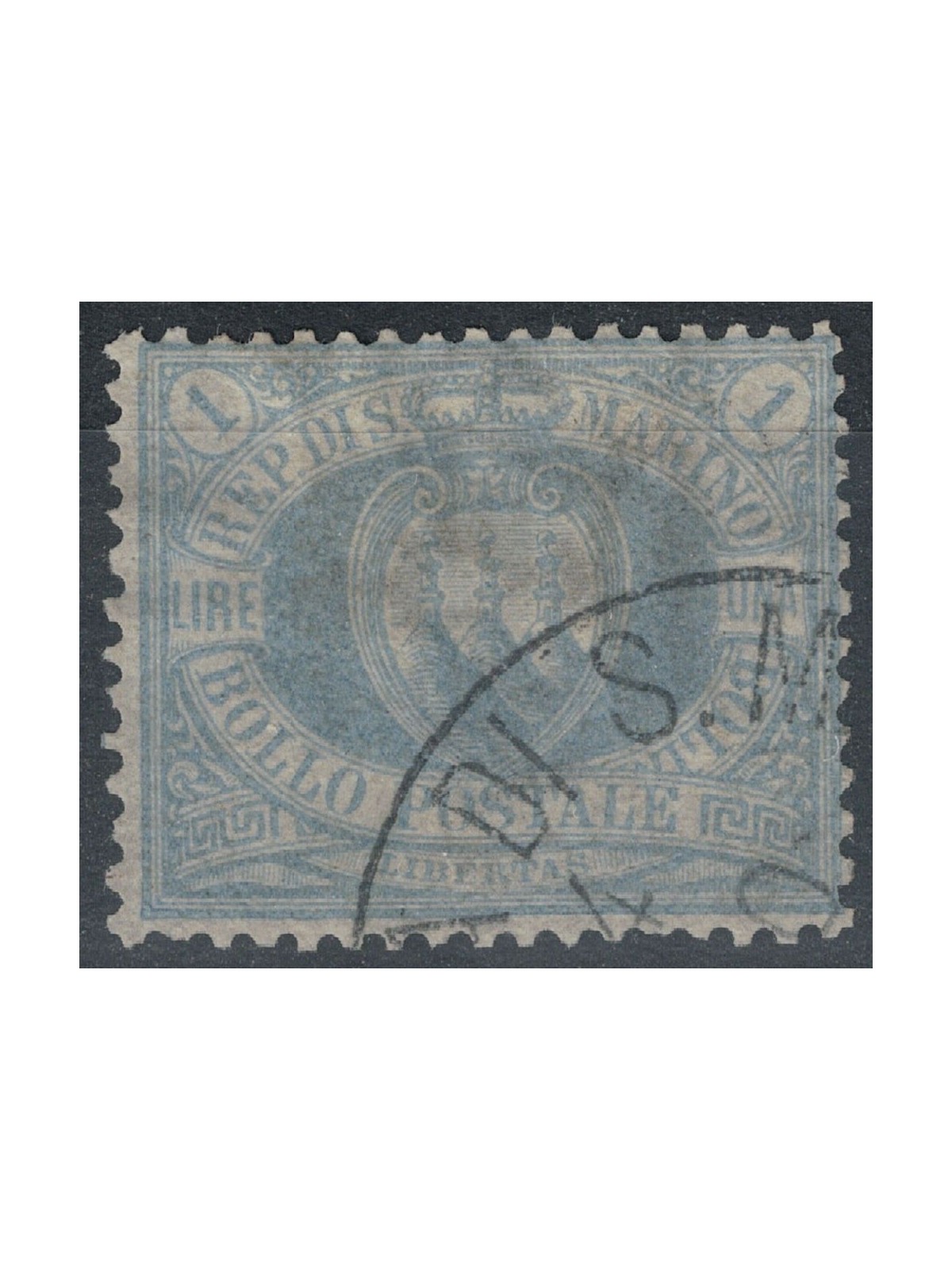 SAN MARINO 1894-99 1£ blue-grey used ©