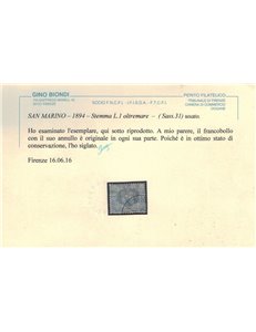 SAN MARINO 1894-99 1₤ azzurro grigio us ©