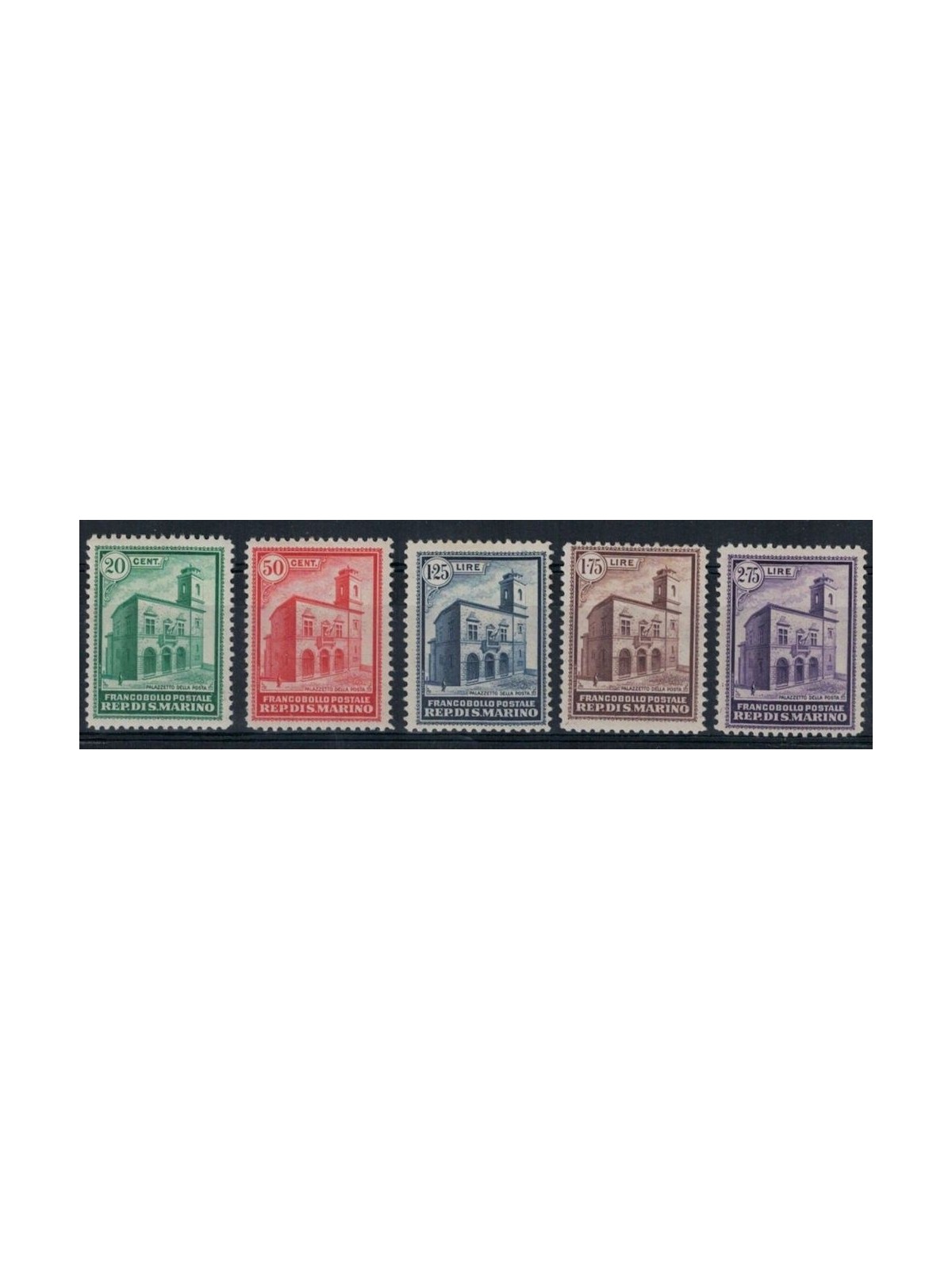 SAN MARINO 1932 Post Office Building 5v MH* ©