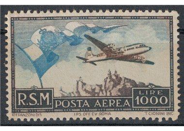 SAN MARINO 1951 Posta aerea £ 1000 MNH** ©