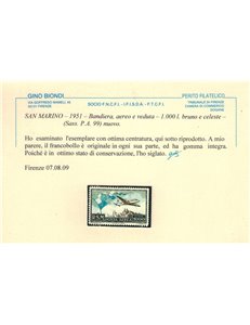 SAN MARINO 1951 Posta aerea ₤ 1000 MNH** ©
