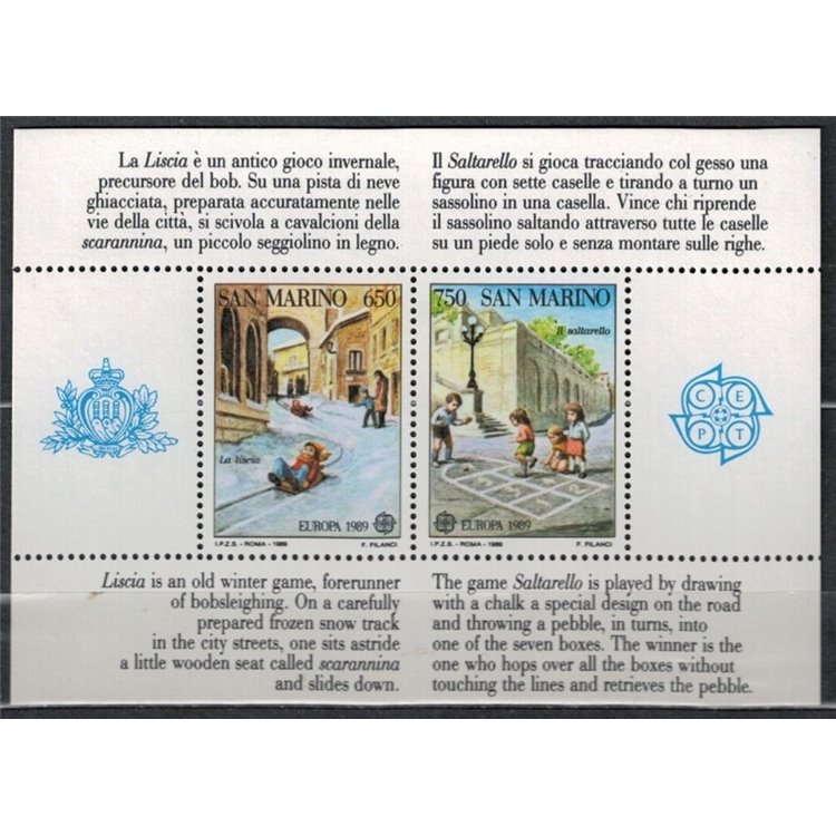 SAN MARINO 1989 Europa BF MNH**