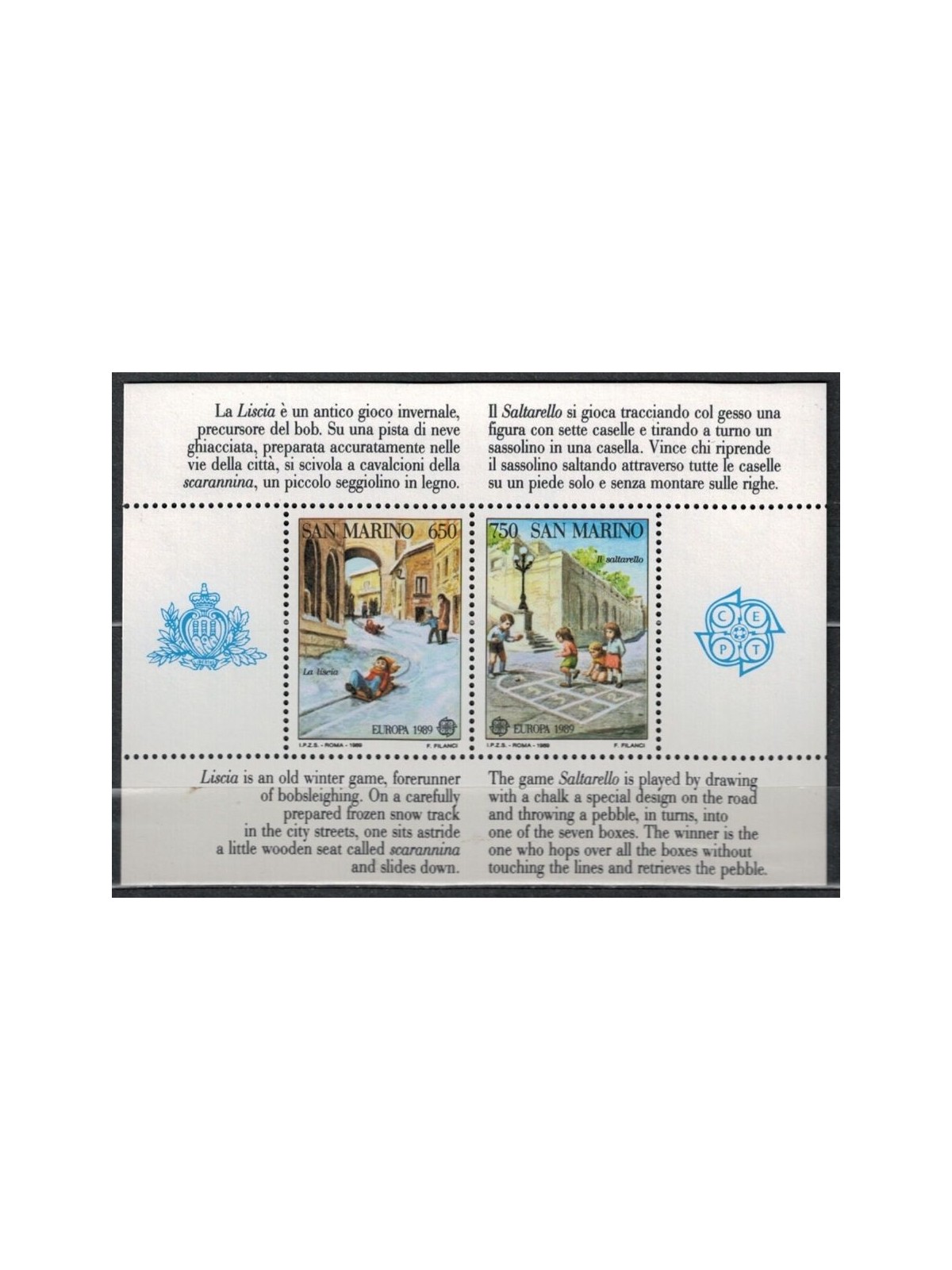 SAN MARINO 1989 Europa BF MNH**
