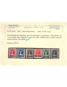 VATICANO 1934 Provvisoria 6v us ©