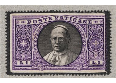 VATICAN 1939 £1 overprinted in mourning for the death of Pius XI MNH**