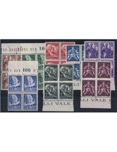 VATICAN 1938 Various subjects (airmail) 8v in quartets MNH**