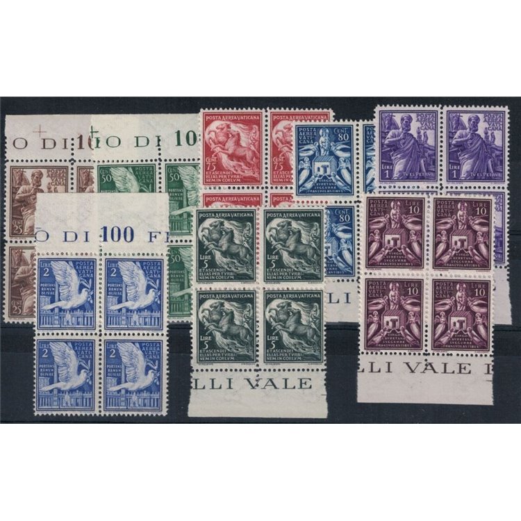 VATICANO 1938 Soggetti vari (posta aerea) 8v in quartine MNH**