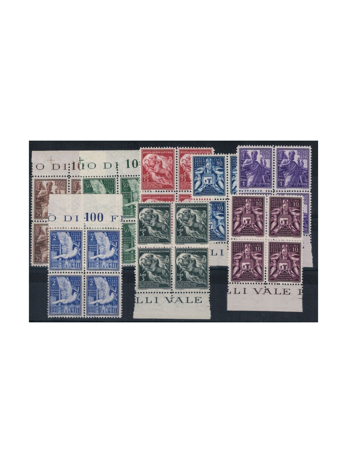 VATICANO 1938 Soggetti vari (posta aerea) 8v in quartine MNH**