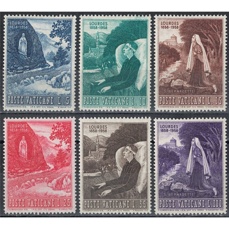 VATICANO 1958 Apparizione della Vergine 6v MNH**