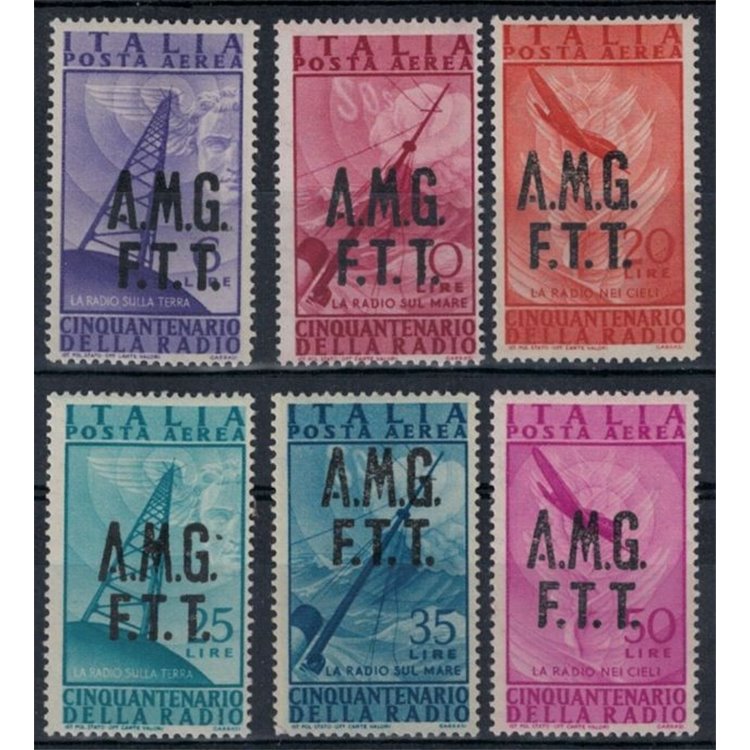TRIESTE A 1947 Invention of the radio (airmail) 6v MH*