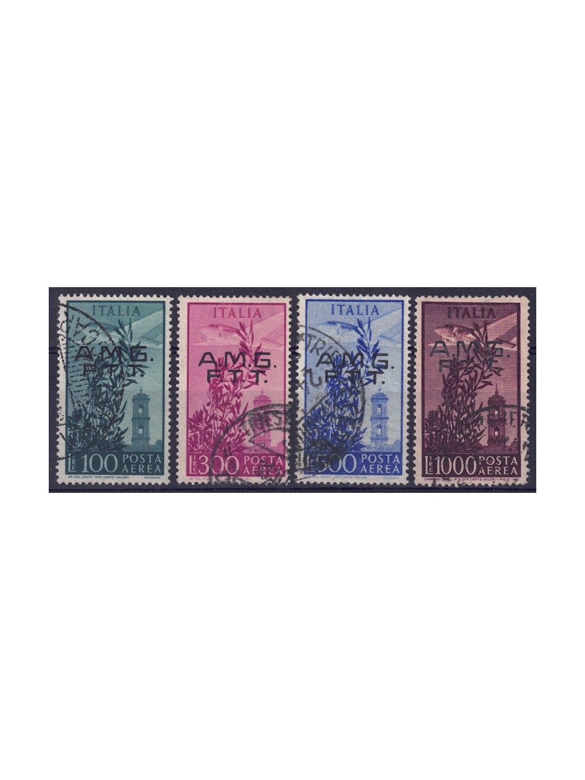 TRIESTE A 1948 Campidoglio Tower (airmail) 4v used ©