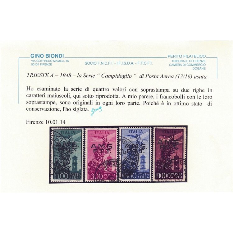 TRIESTE A 1948 Torre del Campidoglio (posta aerea) 4v us ©