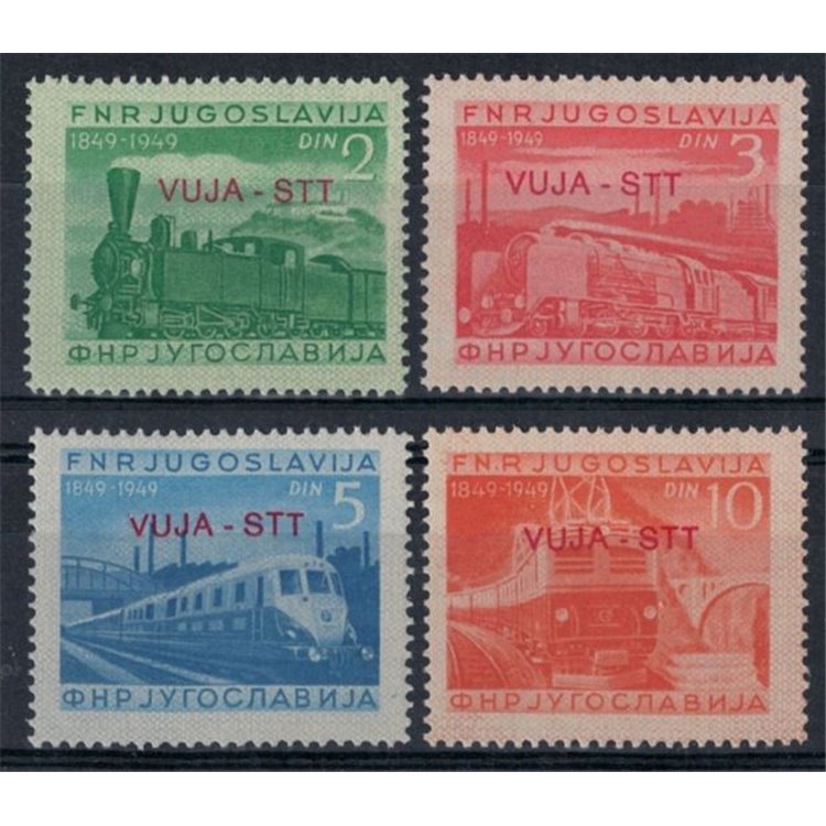 TRIESTE B 1950 Centenary of the railways 4v MNH**