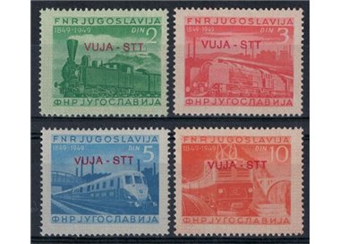 TRIESTE B 1950 Centenary of the railways 4v MNH**