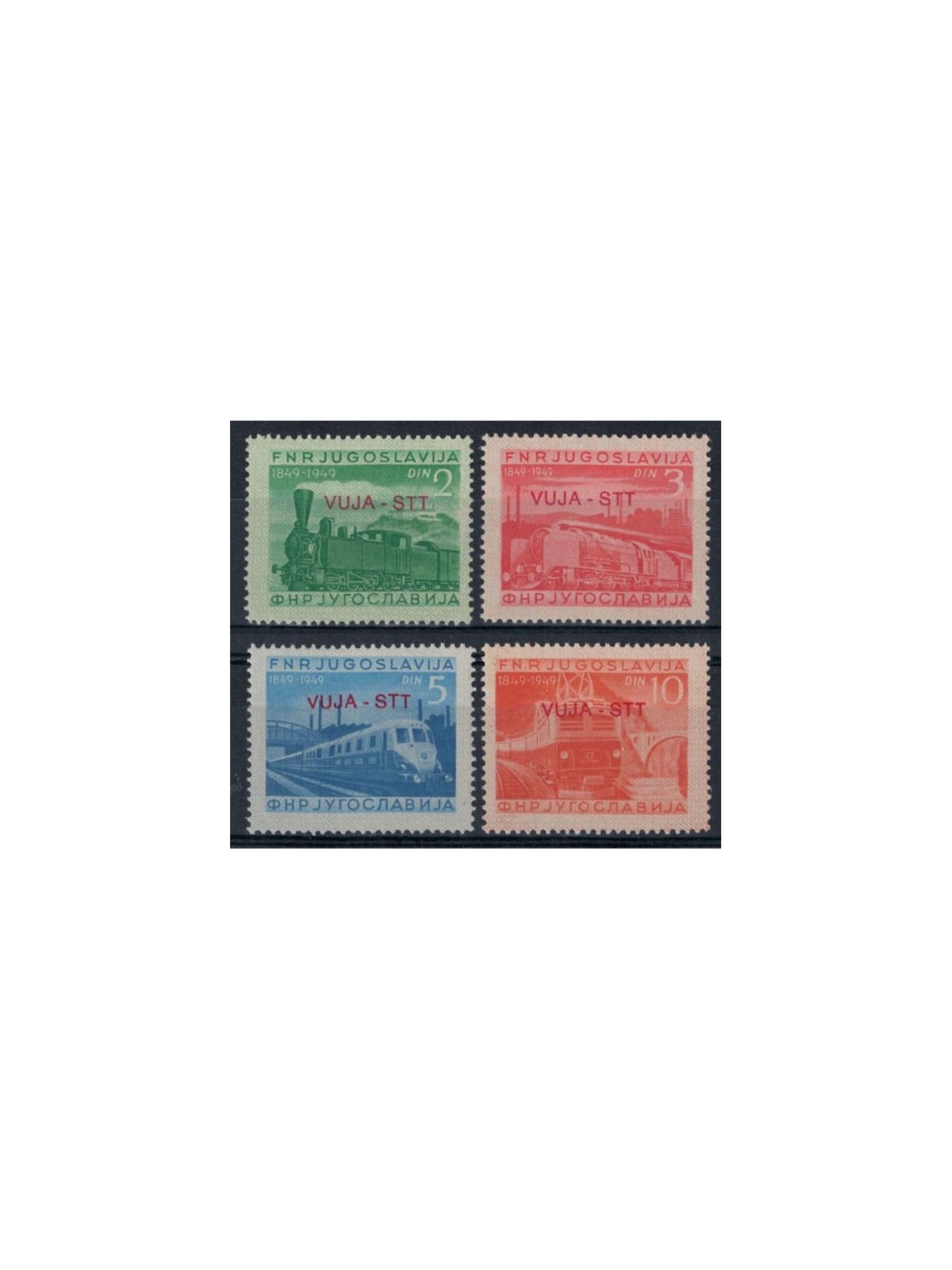 TRIESTE B 1950 Centenary of the railways 4v MNH**