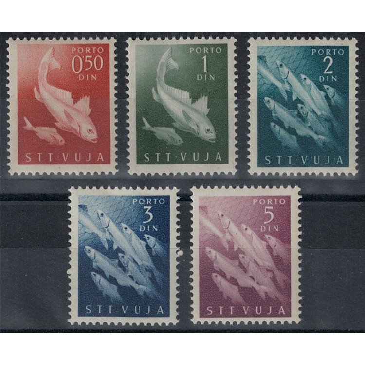 TRIESTE B 1950 Segnatasse, pesci 5v MNH**