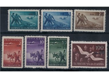 TRIESTE B 1949 Serie Pittorica soprastampata Din 7v MNH**