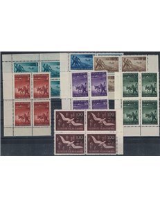 TRIESTE B 1949 Serie Pittorica soprastampata Din (in quartina) 7v MNH**