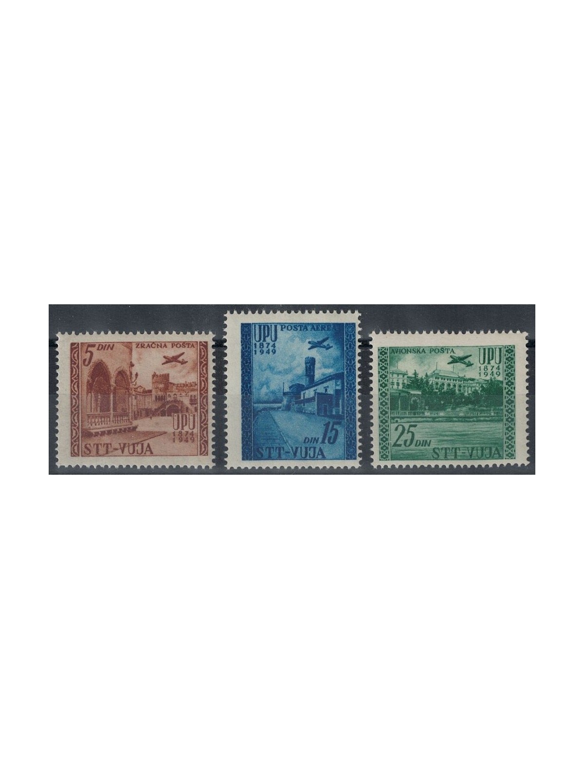 TRIESTE B 1952 Anniversario UPU (posta aerea) 3v MNH**