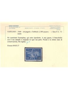 VATICANO 1948 Posta aerea, Tobia 2v us ©