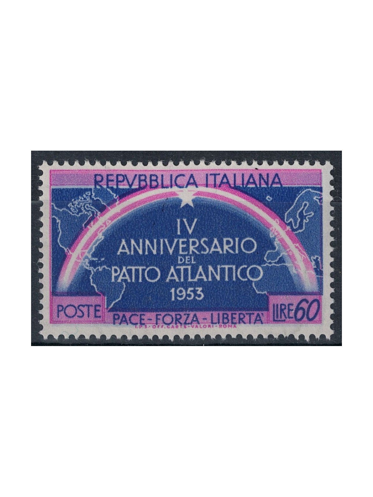 ITALIA 1953 Varietà Patto Atlantico con doppia stella MNH**