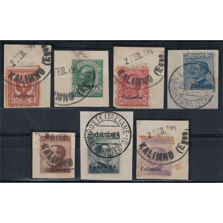 EGEO CALINO 1912 Ordinary series 7v used on fragment