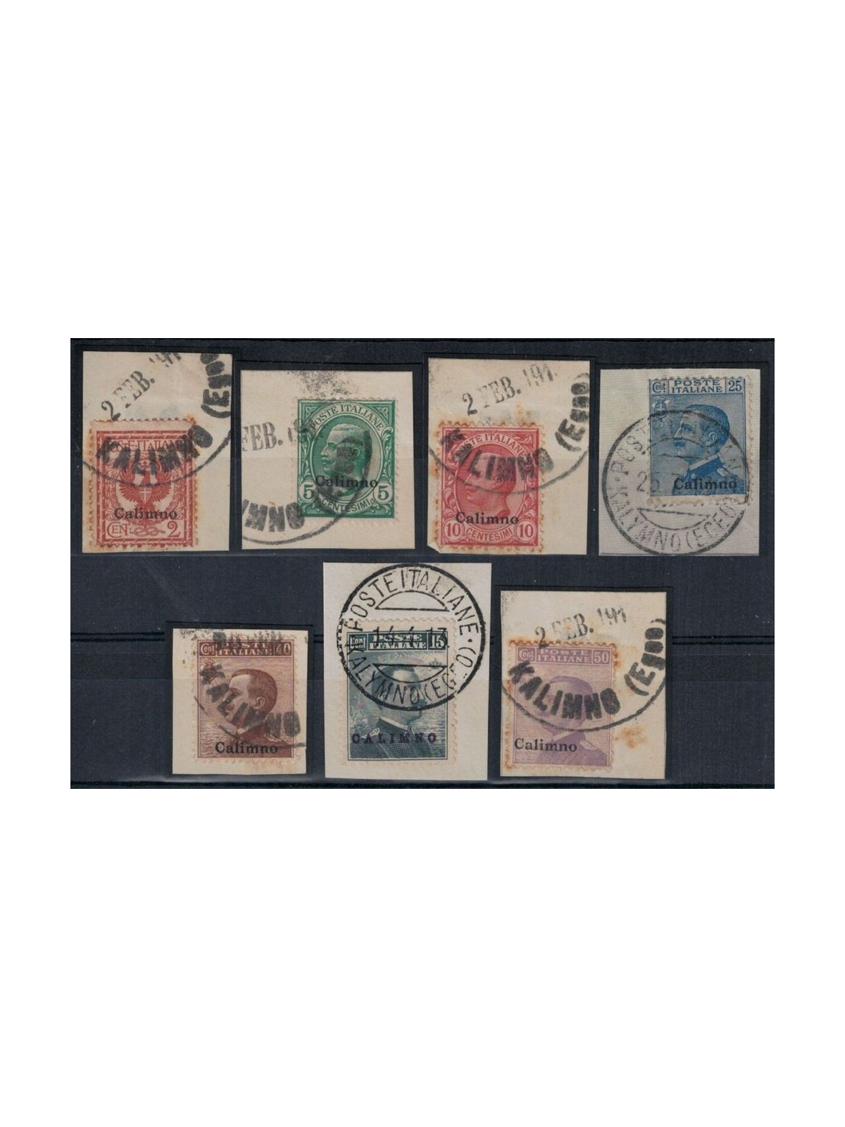 EGEO CALINO 1912 Serie ordinaria 7v usati su frammento