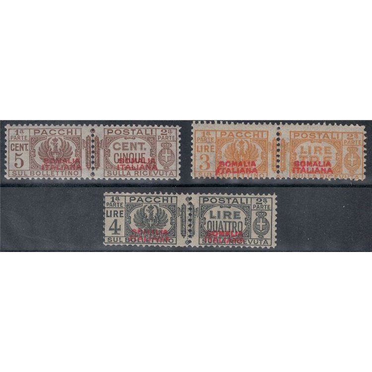 SOMALIA ITALIANA 1930-37 Pacchi postali, soprast. rossa I tipo 3v MNH**
