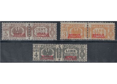 ITALIAN SOMALIA 1930-37 Postal parcels, red overprint type I 3v MNH**