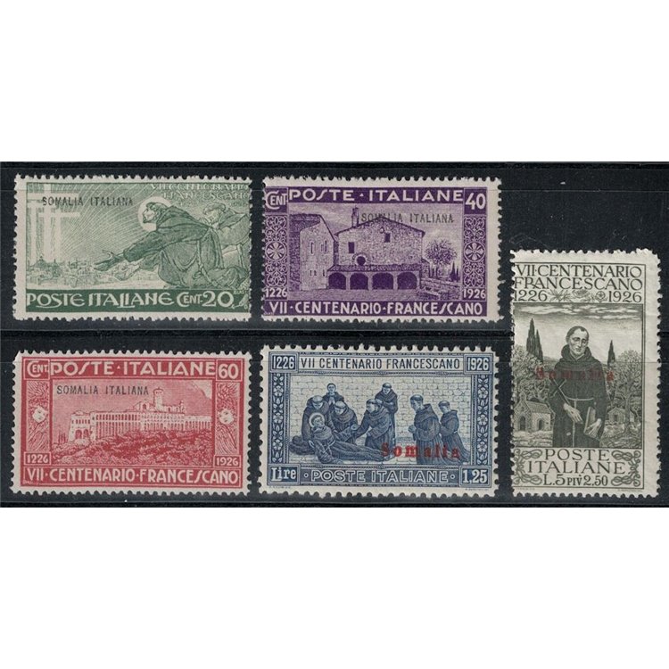 SOMALIA ITALIANA 1926 San Francesco 5v MNH**
