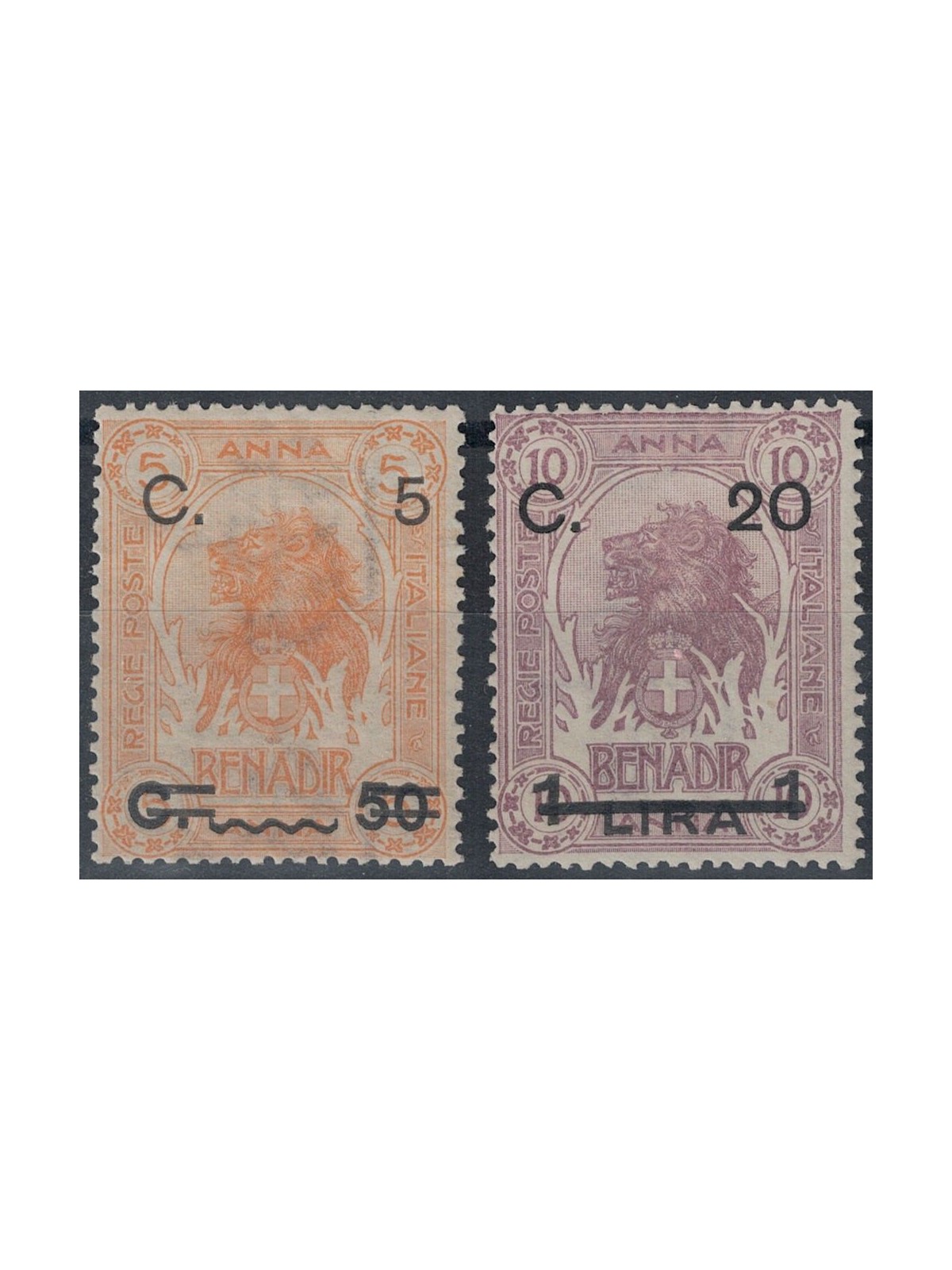ITALIAN SOMALIA 1916 Ordinary series in centesimi 2v MNH**