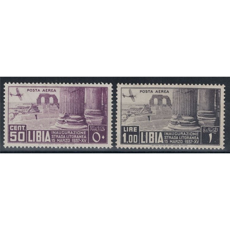 LIBYA 1937 Libyan coastal road (airmail) 2v MNH**