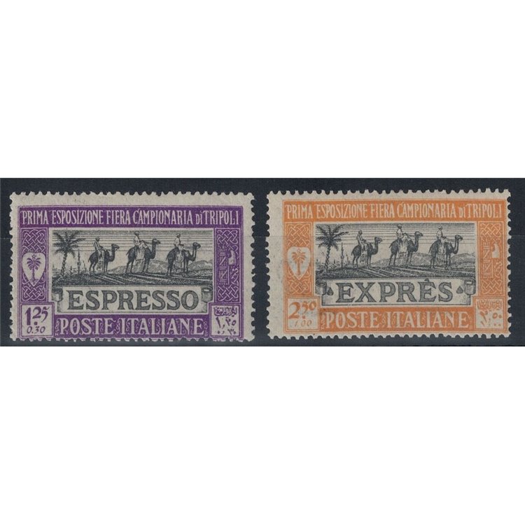 TRIPOLITANIA 1927 1ª Fiera di Tripoli, espressi 2v MNH**