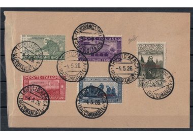 TRIPOLITANIA 1926 St. Francis 5v used on fragment ©