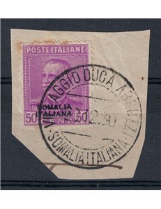 ITALIAN SOMALIA 1930 Parmeggiani type 50c lilac used on fragment