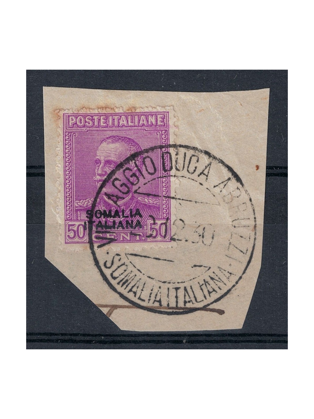 ITALIAN SOMALIA 1930 Parmeggiani type 50c lilac used on fragment