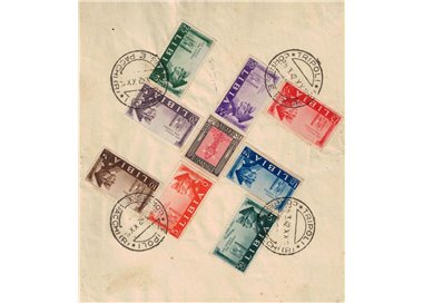 LIBIA 1941 Fratellanza d'armi italo-tedesca 9v usati su frammento