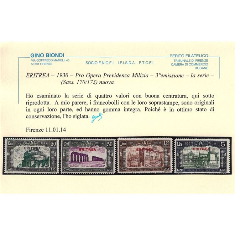 COLONIE ERITREA 1930 Milizia III 4v MNH** ©