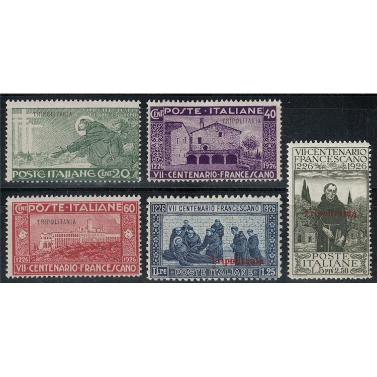 TRIPOLITANIA 1926 St. Francis 5v MNH**