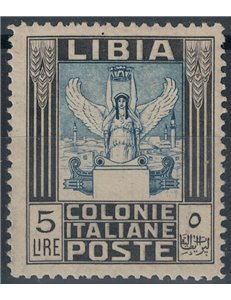 LIBIA 1940 Serie Pittorica 5£ nero e azzurro MNH**